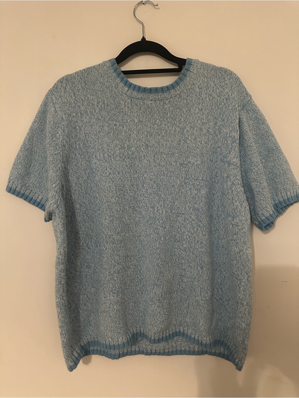 Haband Light Blue Short Sleeve Crewneck Sweater